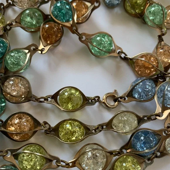 🔸Vintage Necklace Crackle Glasses Beads🔸 - Picture 7 of 12